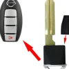 Nissan Infiniti Emergency Insert key for smart remotes - WITH CHIP by Car & Truck Remotes