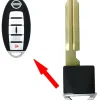 Nissan Infiniti Emergency Insert key NI06 NI05 for smart remotes - no chip, chrome head by Car & Truck Remotes
