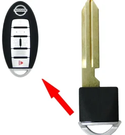 Nissan Infiniti Emergency Insert key NI06 NI05 for smart remotes - no chip, chrome head by Car & Truck Remotes