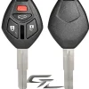 Replacement 4 button Mitsubishi DURASHELL case, shell with blank key by Car & Truck Remotes