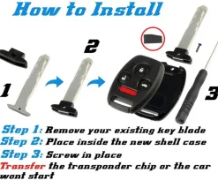 Replacement Honda Remote Shell Kit - 4 buttons - NO CUTTING by Car & Truck Remotes