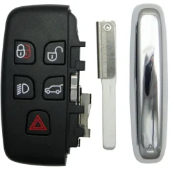 Replacement Jaguar Land Rover 5 button smart remote shell w/ insert key